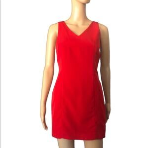 Moda Intl Red Mini Dress 4 Date Valetine Casual Modest Sleeveless Zip V Neck Red